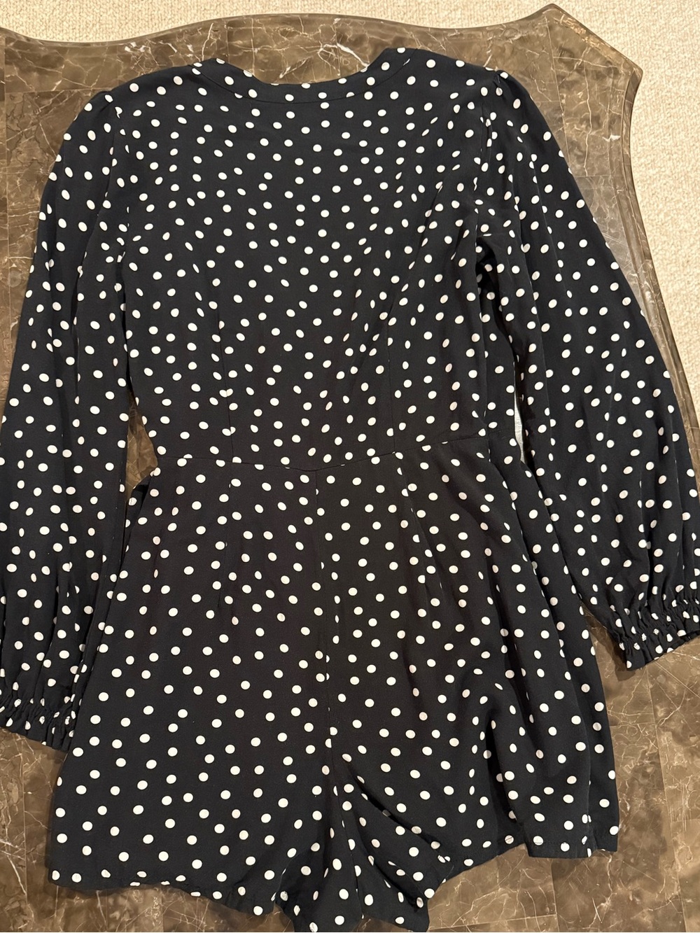 Black Polka Dot Long-Sleeve Romper